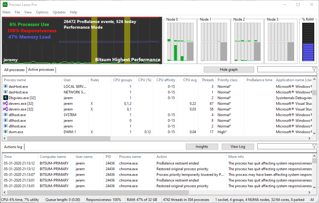 How do you set CPU affinity in Process Lasso?